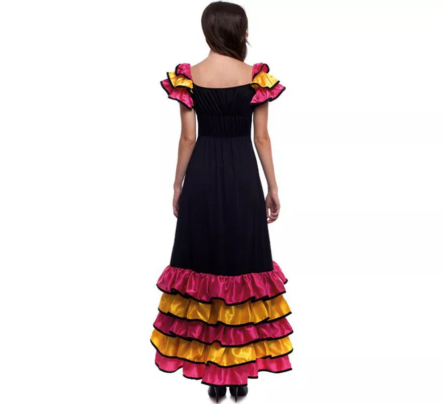 Translation missing: it.Disfraz de Brasileña Rumbera Negro con Volantes para mujer