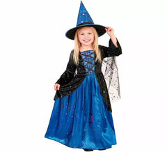 Costume da Strega Blu con Stelle per bambina