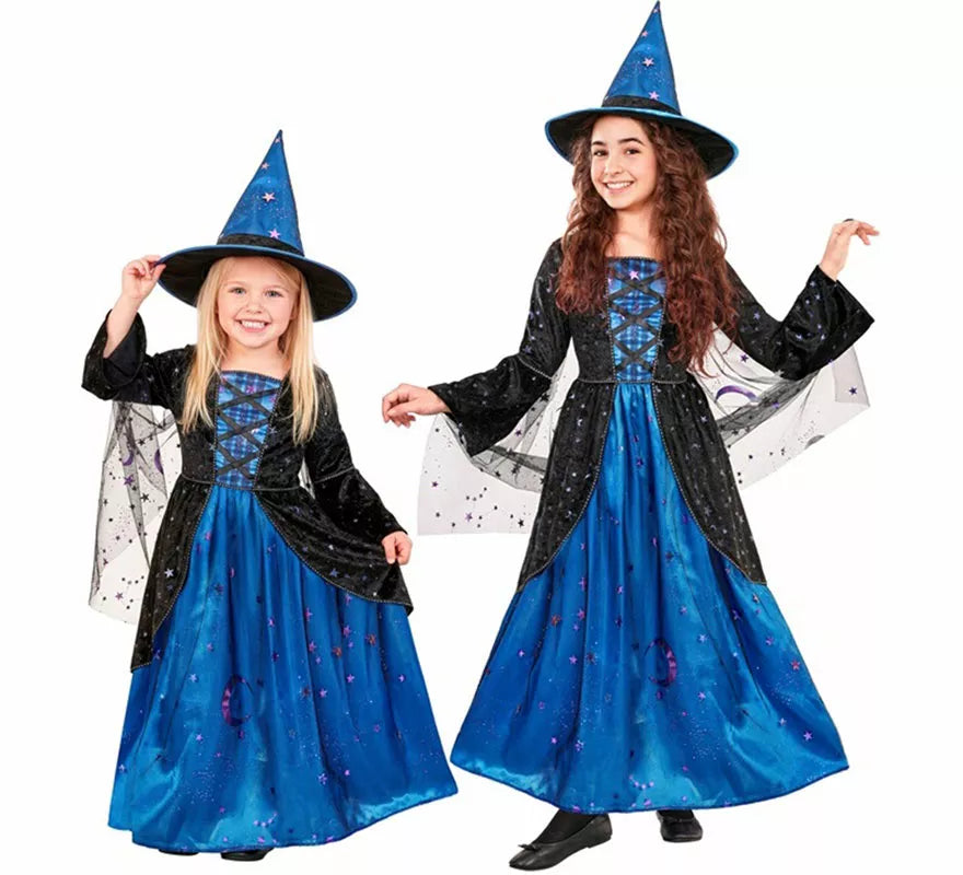 Translation missing: it.Disfraz de Bruja azul con Estrellas para niña
