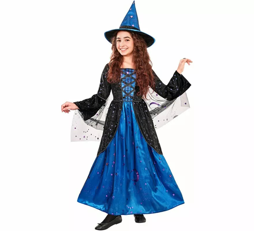 Translation missing: it.Disfraz de Bruja azul con Estrellas para niña
