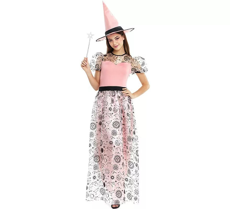 Translation missing: it.Disfraz de Bruja Buena rosa con sombrero para mujer