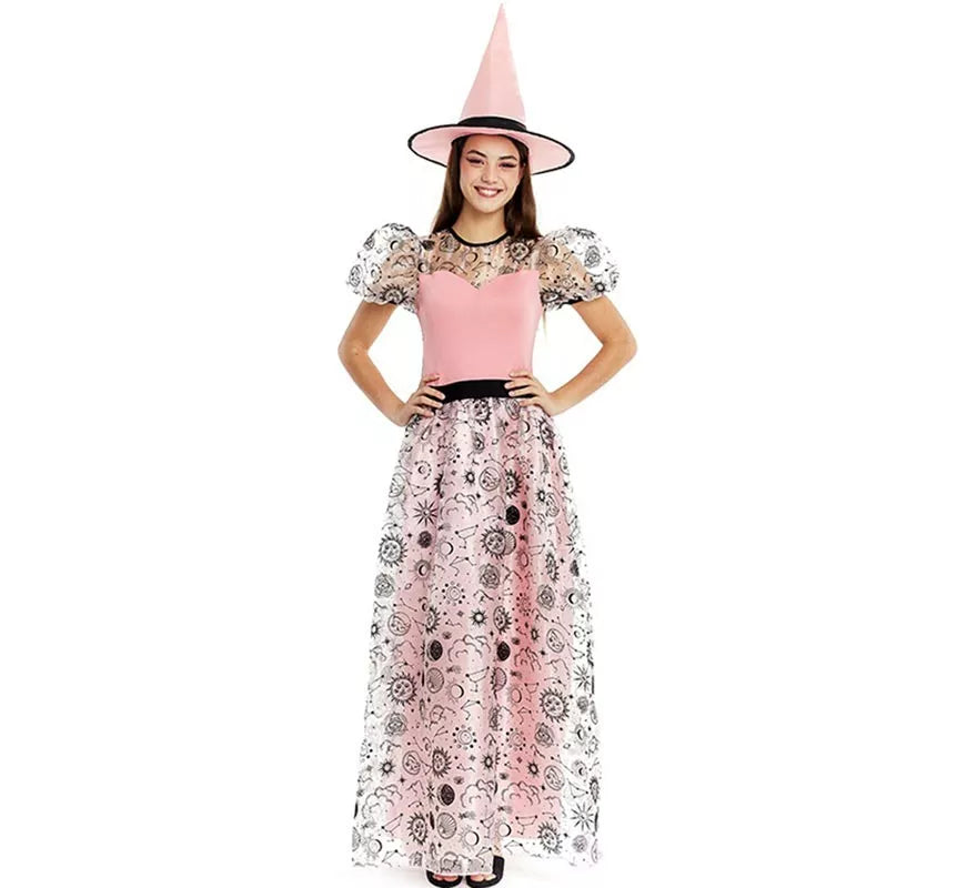 Translation missing: es.Disfraz de Bruja Buena rosa con sombrero para mujer