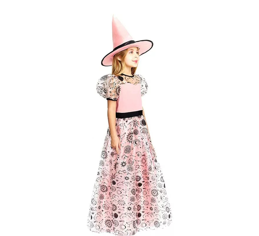 Translation missing: es.Disfraz de Bruja Buena rosa con sombrero para niña y adolescente