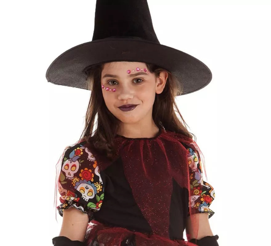 Translation missing: es.Disfraz de Bruja Calaveras Floral para niña
