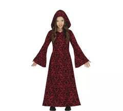 Disfraz de Bruja Encapuchada vinotinto para niña