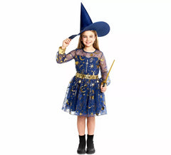 Costume da strega esoterica blu per ragazze