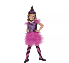 Costume da strega glamour con tutù rosa per bambina