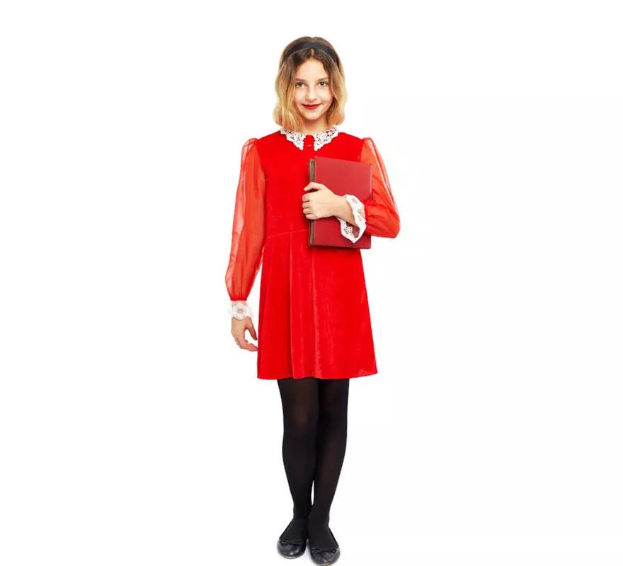 Translation missing: it.Disfraz de Bruja joven vestido rojo para niña