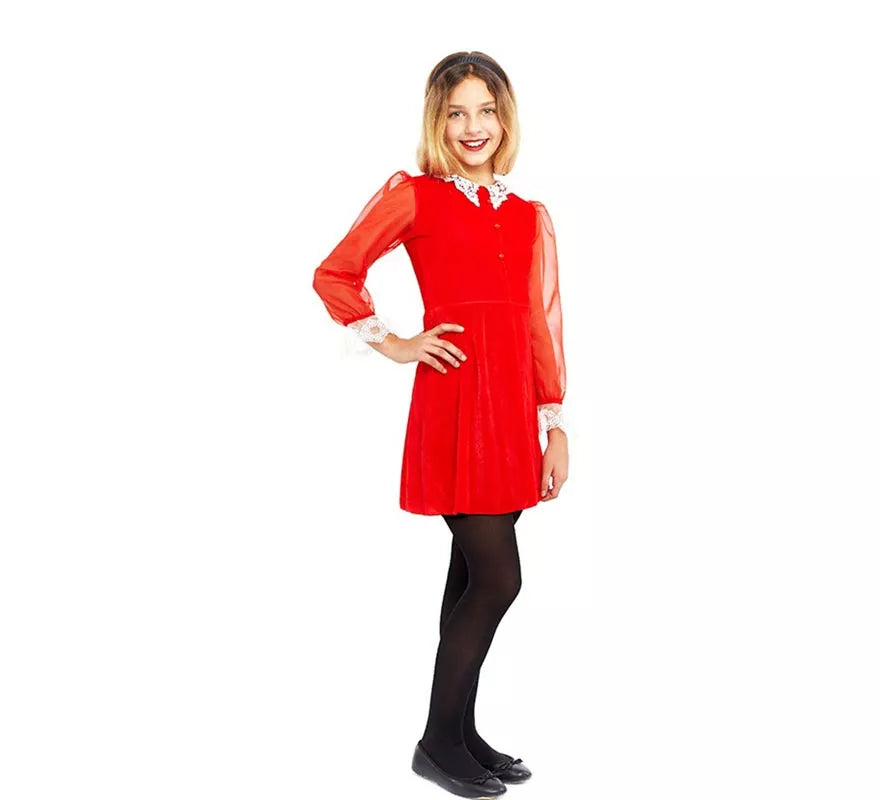Translation missing: it.Disfraz de Bruja joven vestido rojo para niña