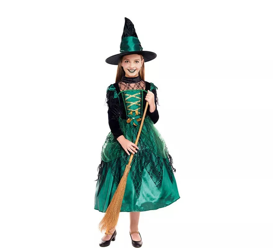 Translation missing: it.Disfraz de Bruja Magic Verde para niña