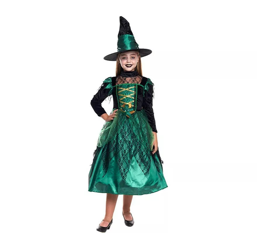 Translation missing: it.Disfraz de Bruja Magic Verde para niña