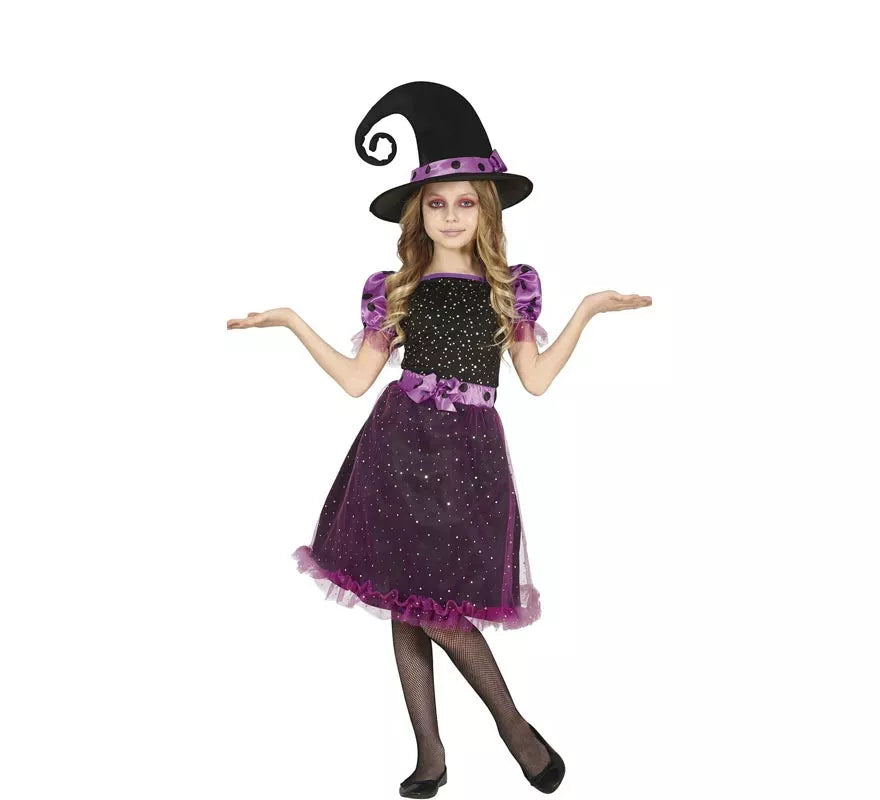 Translation missing: es.Disfraz de Bruja Morada con Tul y Lazo para niña