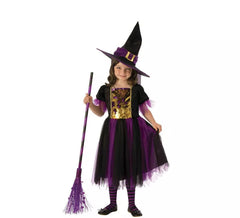 Costume da Strega viola e nero per bambina