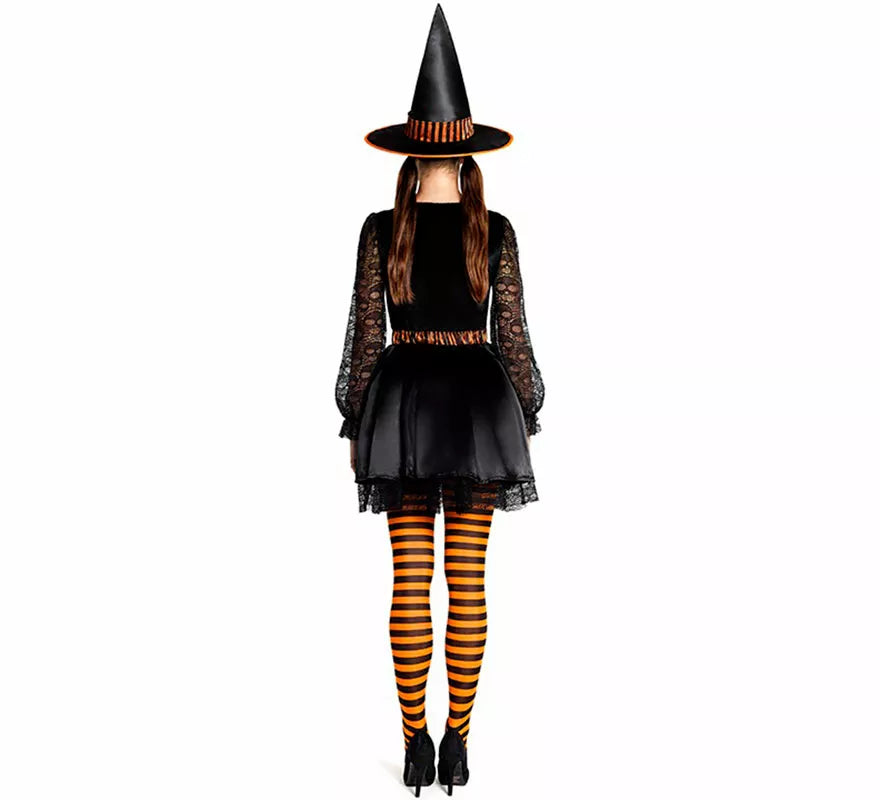 Translation missing: it.Disfraz de Bruja naranja con Encaje para mujer