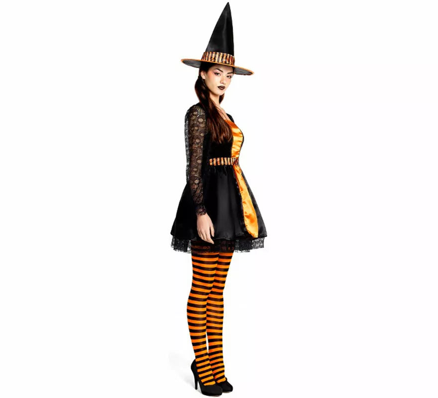 Translation missing: it.Disfraz de Bruja naranja con Encaje para mujer