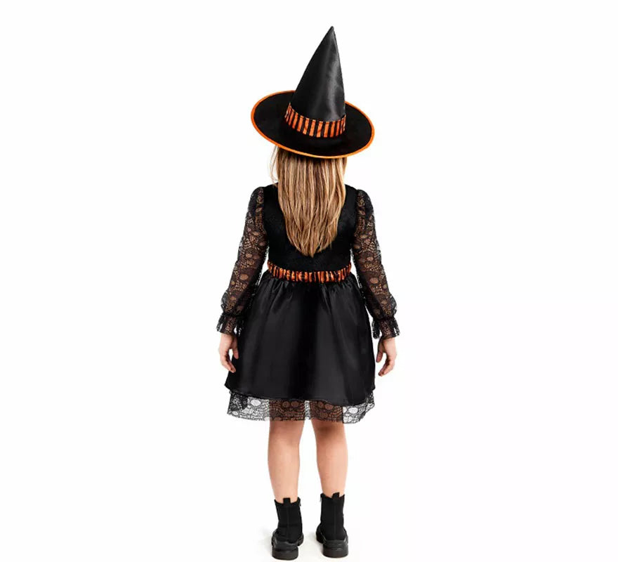 Translation missing: it.Disfraz de Bruja naranja con Encaje para niña