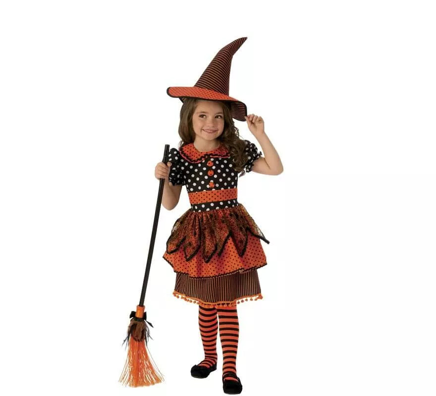 Translation missing: es.Disfraz de Bruja Negra y Naranja para niña