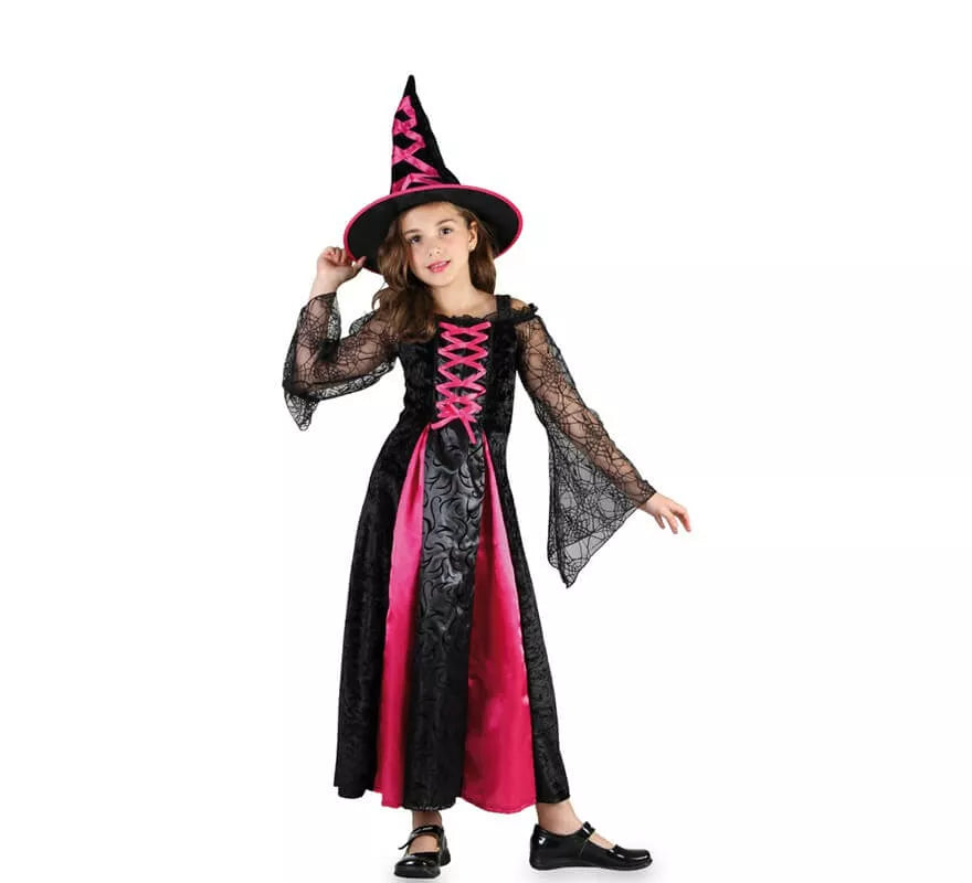 Disfraz de Bruja negra y rosa para niña