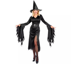 Costume da strega nera con cappello per donna