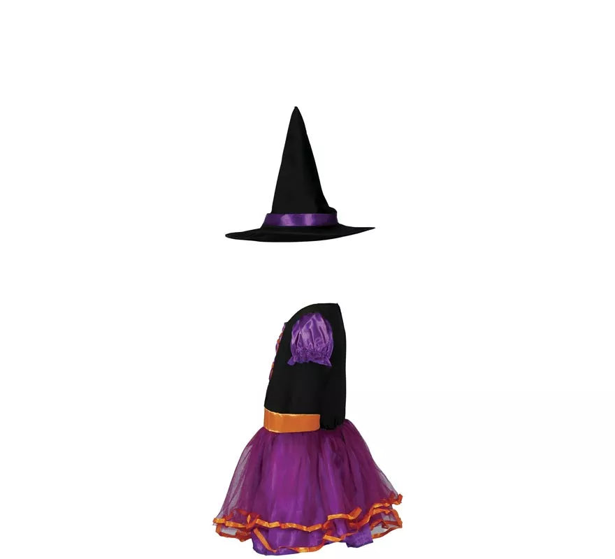 Translation missing: it.Disfraz de Bruja púrpura y naranja para niña y bebé