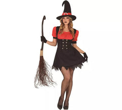 Costume da strega rosso e nero per donna