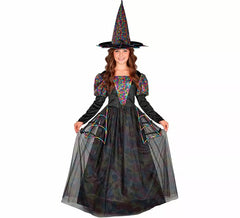 Costume da Strega con Ragnatele Multicolore per bambina