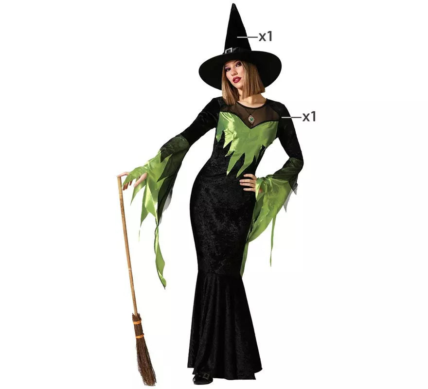 Translation missing: it.Disfraz de Bruja Verde Elegante para mujer