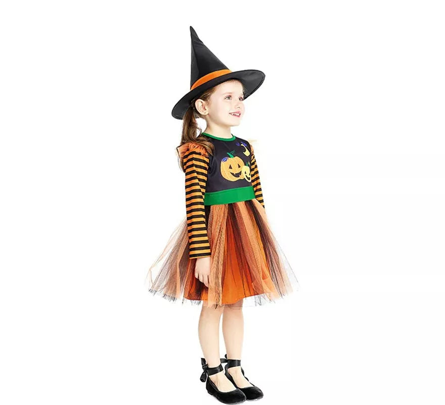 Translation missing: it.Disfraz de Brujita Calabaza con sombrero para bebé y niña