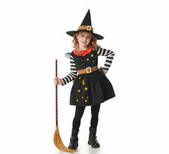 Costume nero da Strega con Stelle per bambina