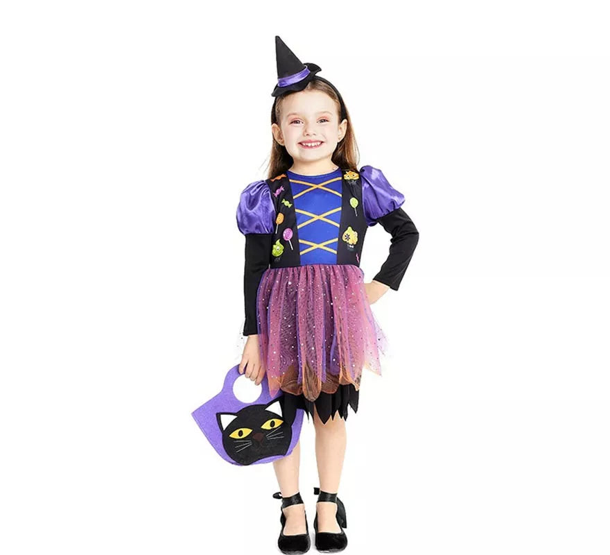 Translation missing: es.Disfraz de Brujita morada con diadema para bebé y niña