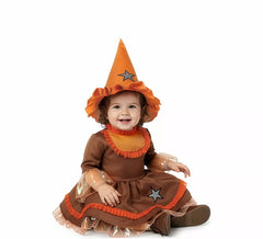 Costume da piccola streghetta arancione per bambina