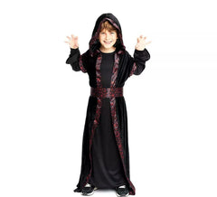 Costume da strega oscura con cappuccio e cintura per bambina