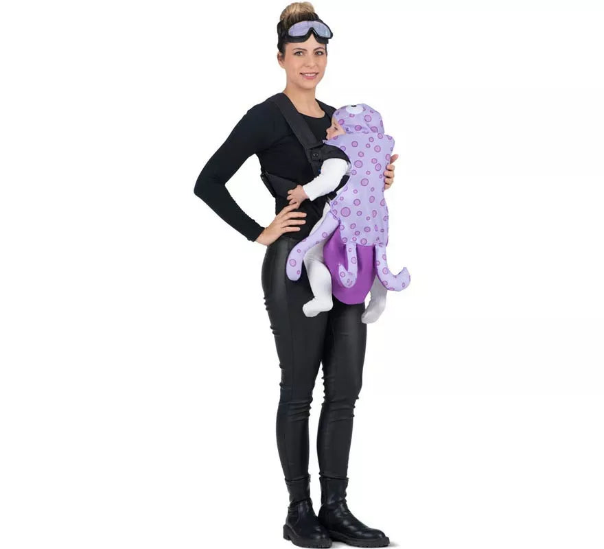Translation missing: es.Disfraz de Buceador y Pulpo con cubremochila para adulto y bebé