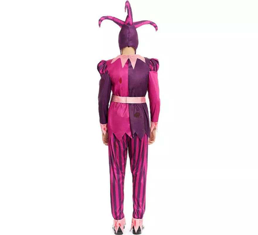 Translation missing: it.Disfraz de Bufón Asesino morado con gorro para hombre