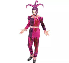 Costume da giullare assassino viola con cappello per uomo