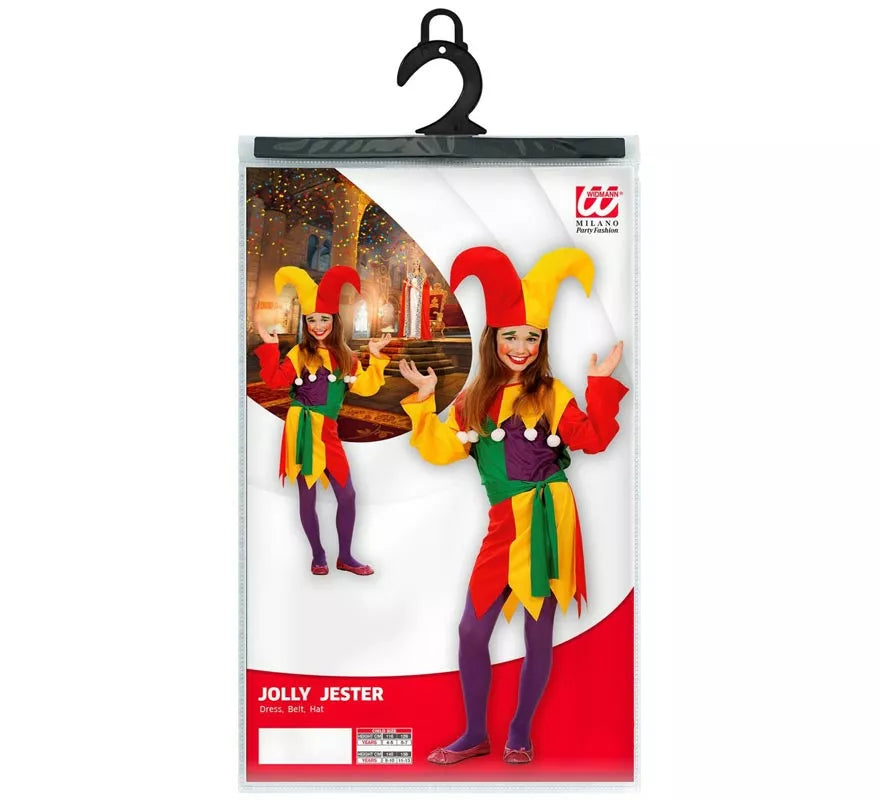Disfraz de Bufón rojo y amarillo para niños y adolescente