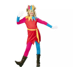 Costume da Giullare multicolor con maschera per bambina