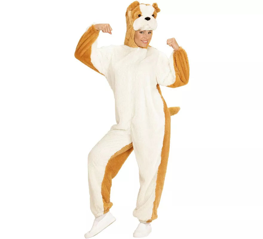 Translation missing: es.Disfraz de Bulldog Blanco en Peluche Suave para adulto