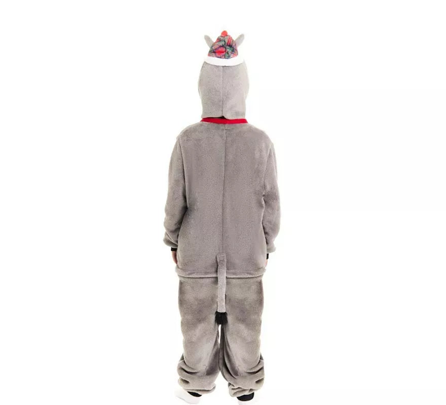 Translation missing: it.Disfraz de Burro Navideño Tartán con capucha para niños