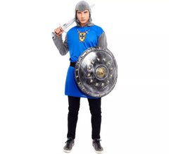 Costume da cavaliere blu medievale per uomo