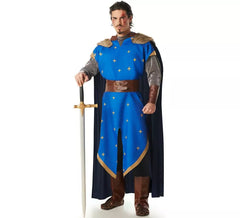 Costume da cavaliere medievale blu per uomo