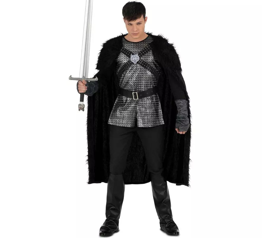 Disfraz de Caballero Medieval negro con capa para hombre