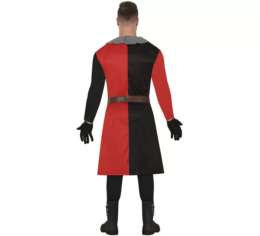 Translation missing: es.Disfraz de Caballero Medieval rojo y negro para hombre