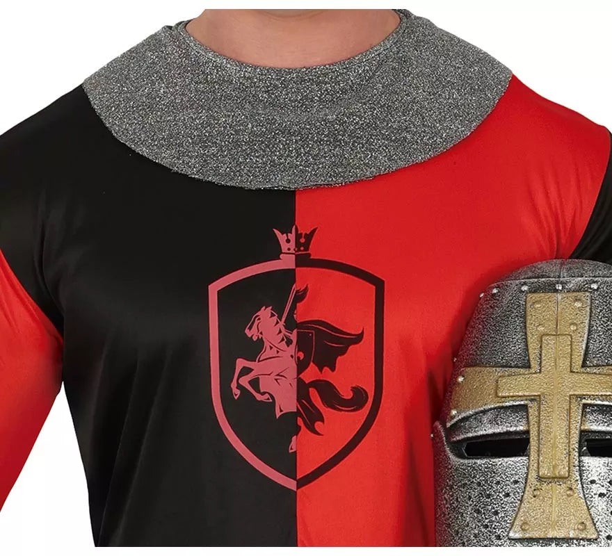 Translation missing: it.Disfraz de Caballero Medieval rojo y negro para hombre