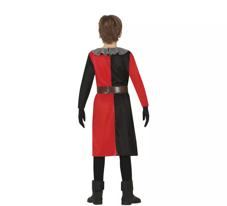 Translation missing: es.Disfraz de Caballero Medieval rojo y negro para niño