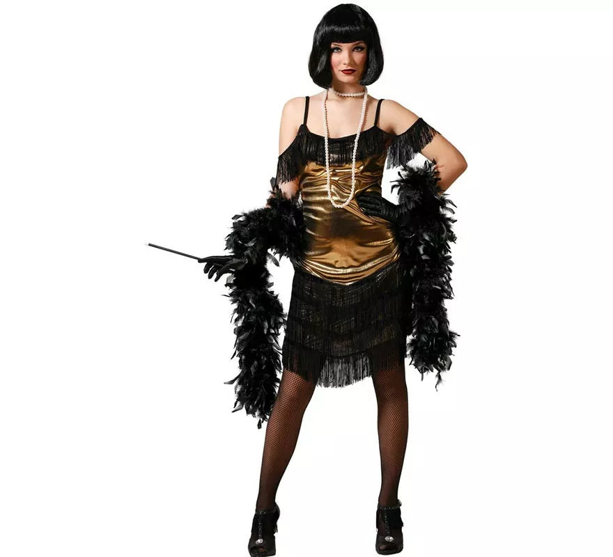 Translation missing: es.Disfraz de Cabaret negro y dorado para mujer