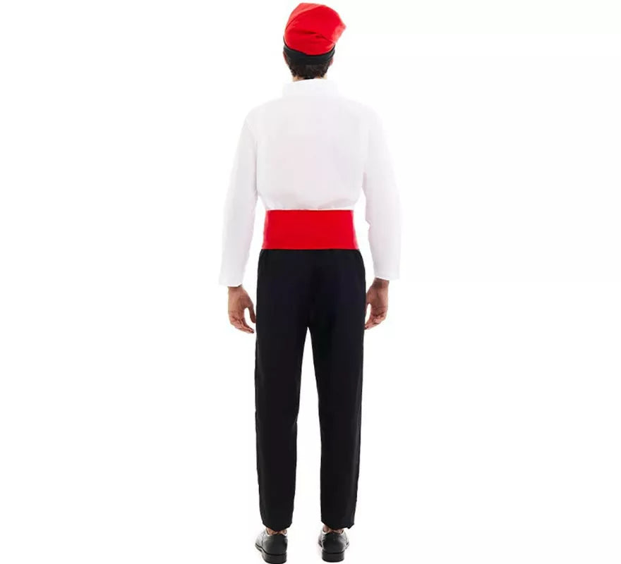Disfraz de Caganer blanco y negro con fajín para hombre