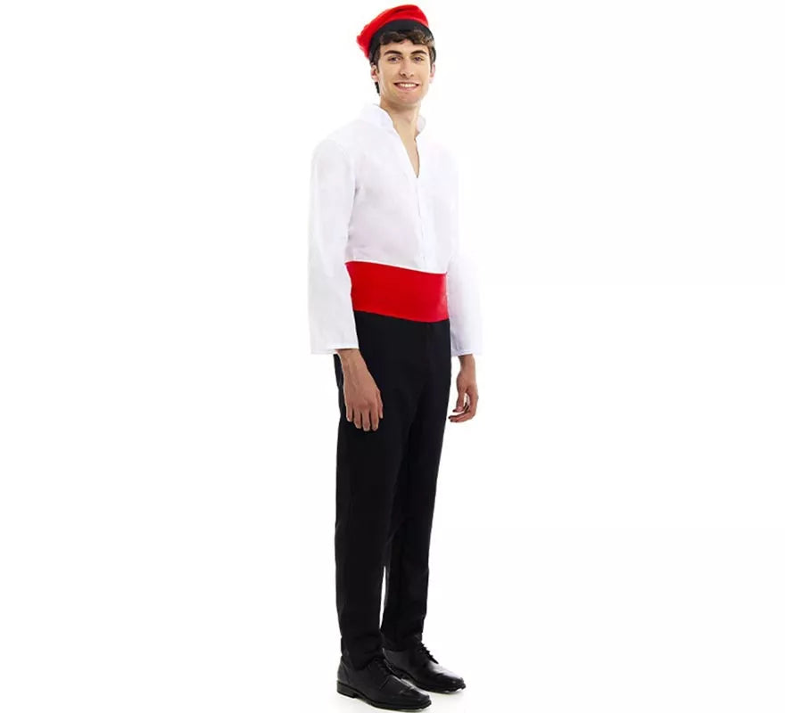 Translation missing: es.Disfraz de Caganer blanco y negro con fajín para hombre