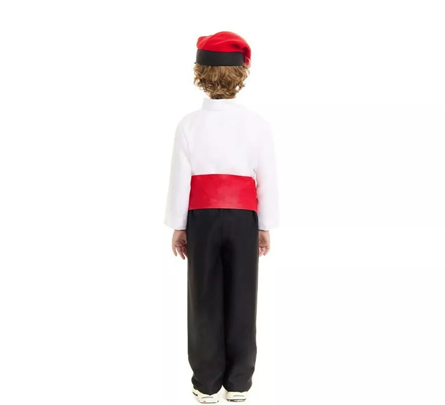 Disfraz de Caganer blanco y negro con fajín para niño