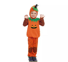 Costume da zucca a righe con cappello per neonati e bambini